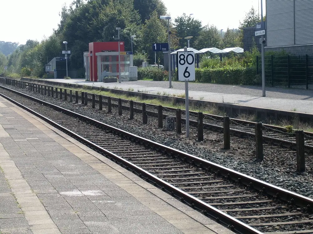 Platform at Ahaus railway station on a sunny day
